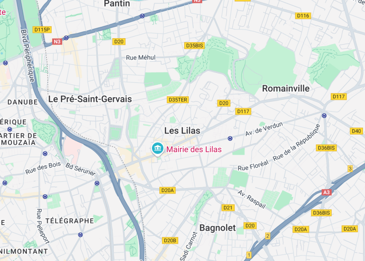 Map of Les Lilas, France