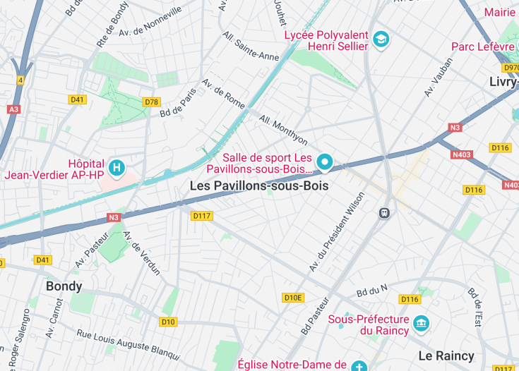 Map of Les Pavillons-sous-Bois, France