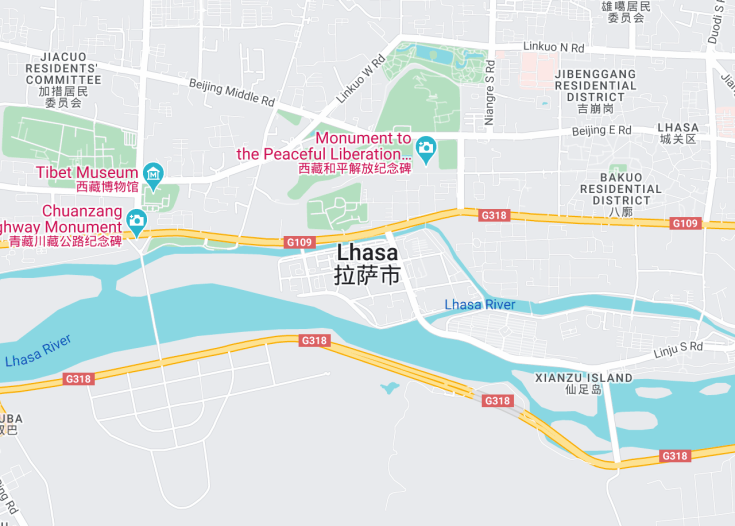 Map of Lhasa, China