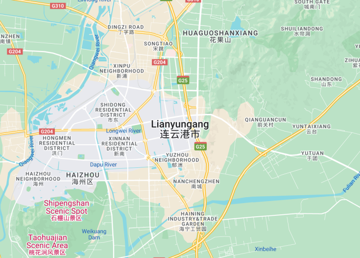 Map of Lianyungang, China