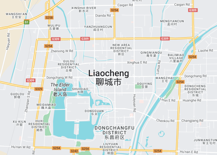 Map of Liaocheng, China