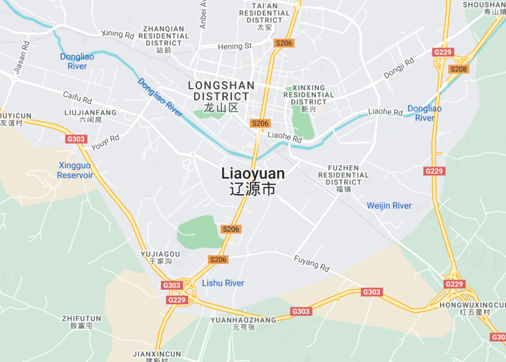 Map of Liaoyuan, China