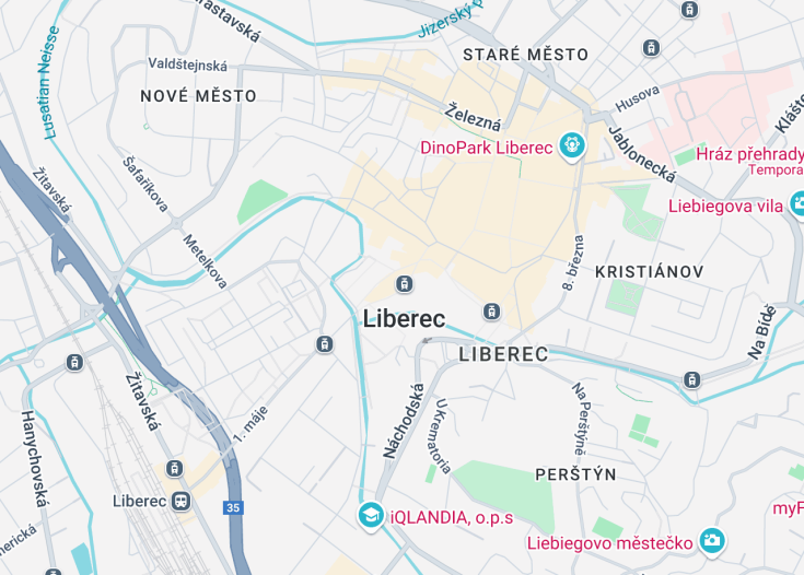 Map of Liberec, Czech Republic