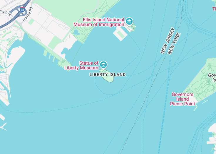 Map of Liberty Island, New York State (USA)