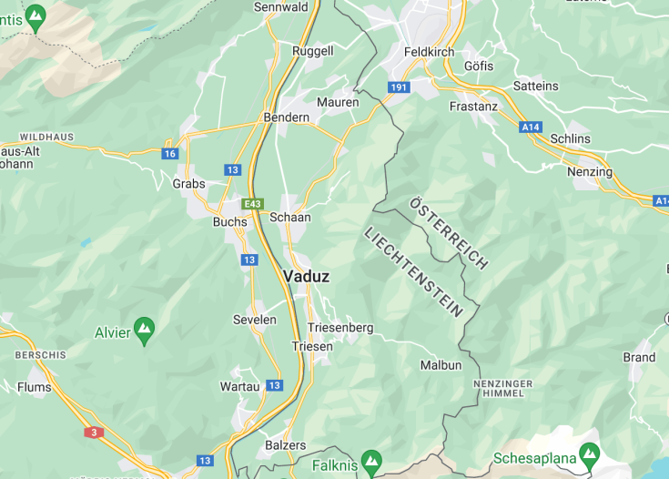 Map of Liechtenstein, 