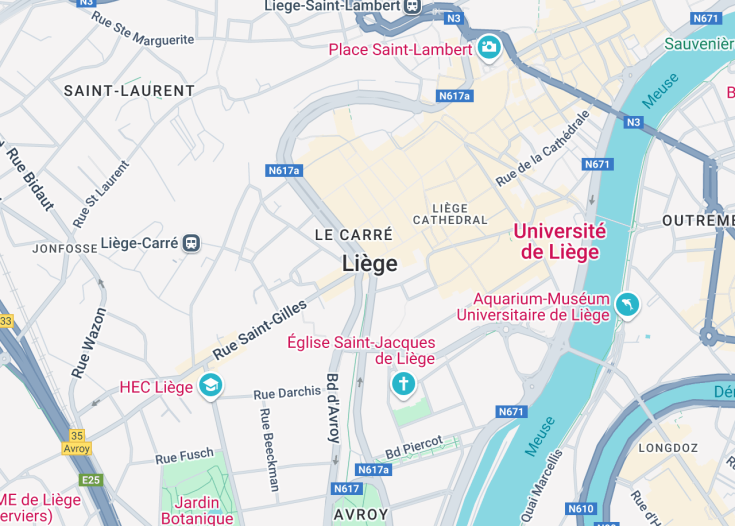 Map of Liège, Belgium