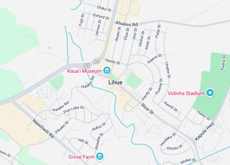 Map of Lihue, Hawaii (USA)