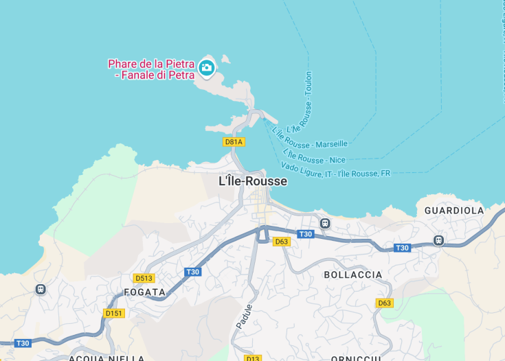 Map of L’Île-Rousse, Corsica (France)