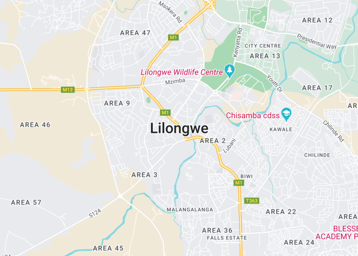 Map of Lilongwe, Malawi