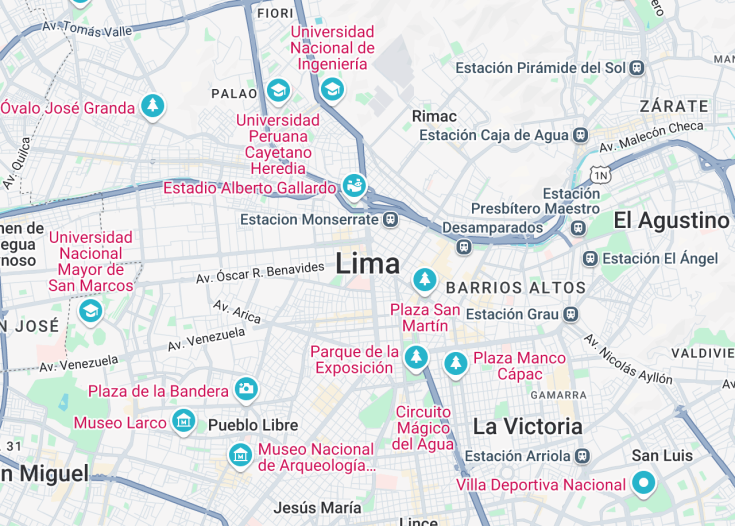 Map of Lima, Peru