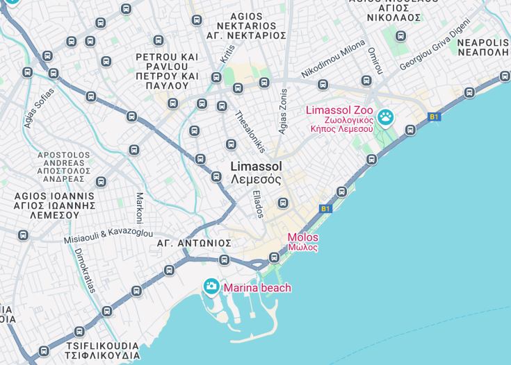 Map of Limassol, Cyprus