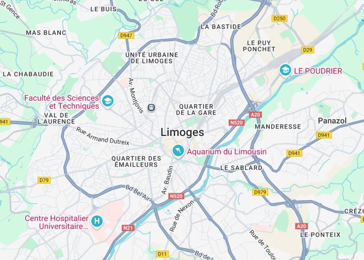 Map of Limoges, France