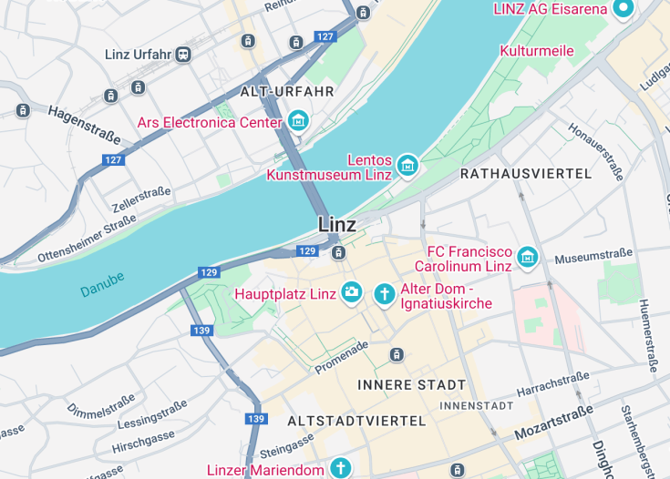 Map of Linz, Austria