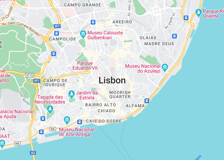 Map of Lisbon, Portugal