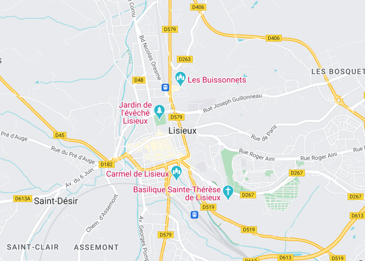 Map of Lisieux, France