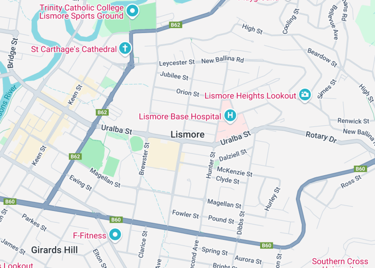 Map of Lismore, Australia