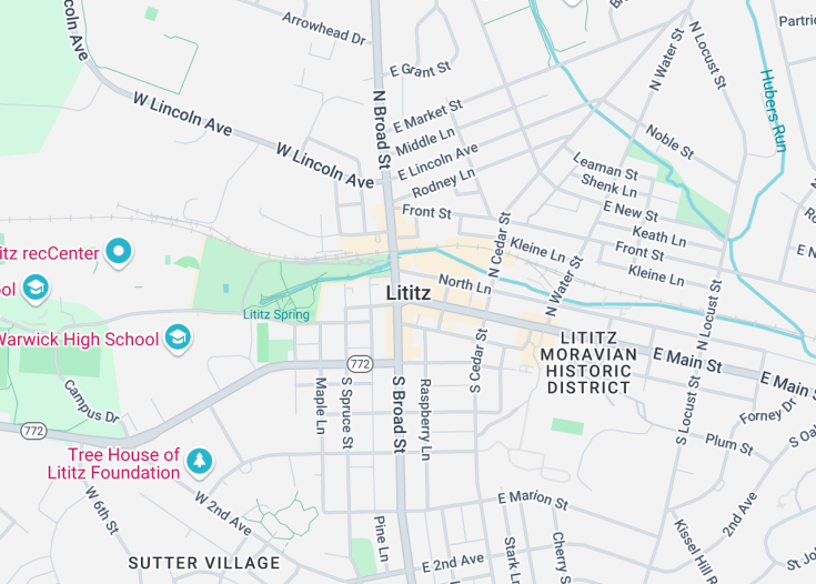 Map of Lititz, Pennsylvania (USA)