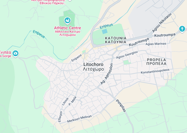 Map of Litochoro, Greece