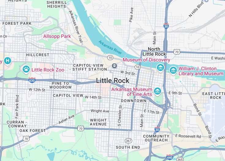 Map of Little Rock, Arkansas (USA)