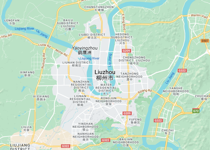 Map of Liuzhou, China