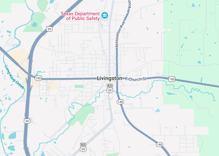 Map of Livingston, Texas (USA)