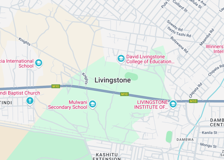 Map of Livingstone, Zambia