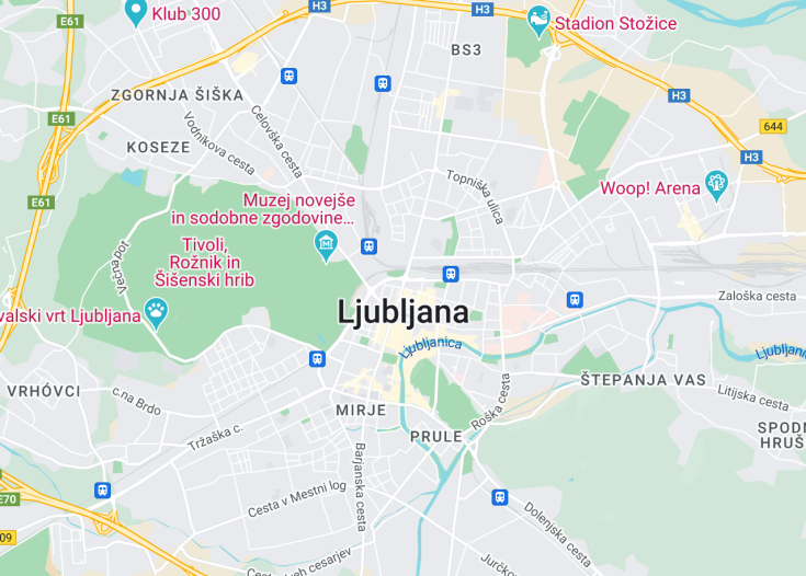 Map of Ljubljana, Slovenia