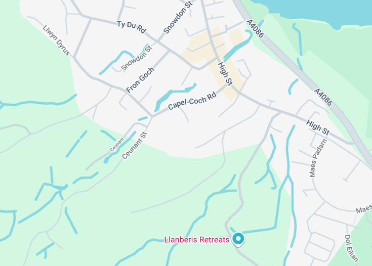 Map of Llanberis, Wales (United Kingdom)