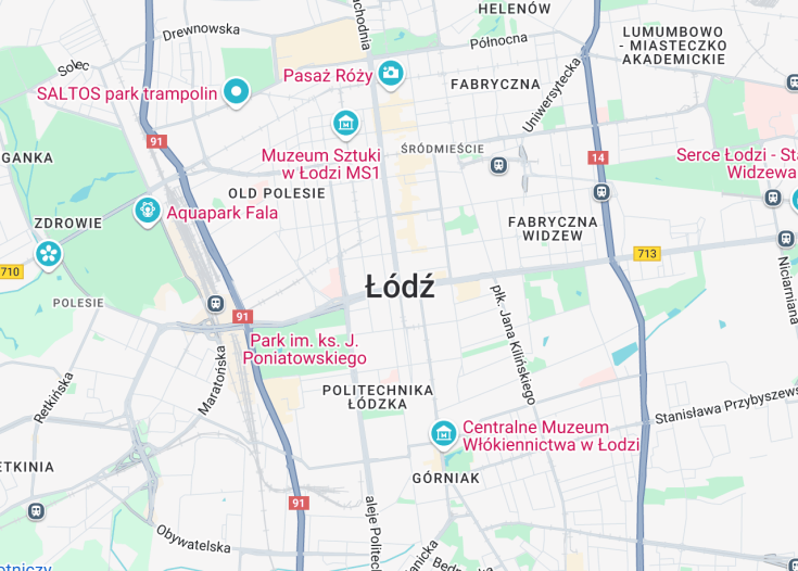 Map of Łódź, Poland