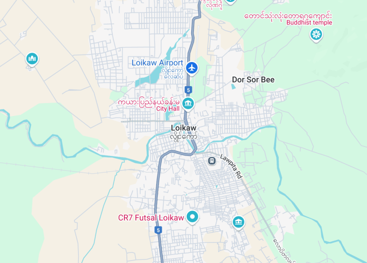 Map of Loikaw, Myanmar