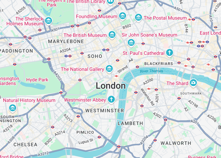 Map of London, England (United Kingdom)