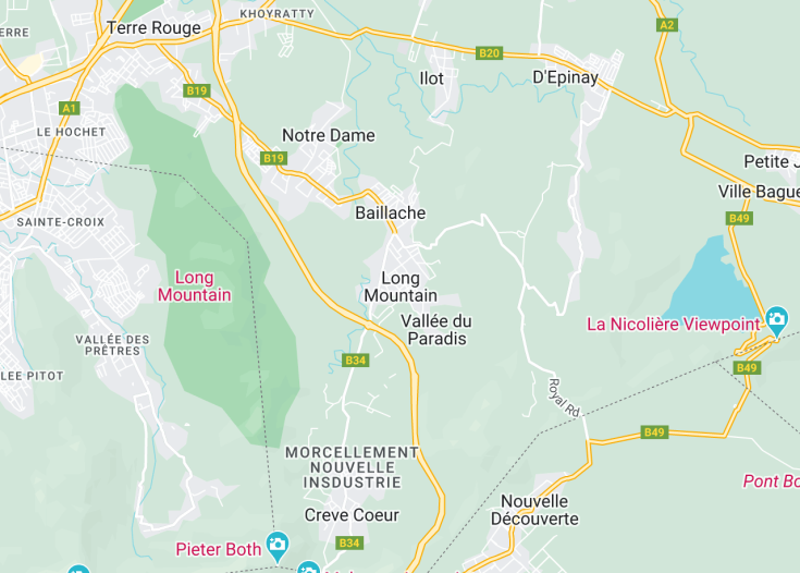 Map of Long Mountain, Mauritius