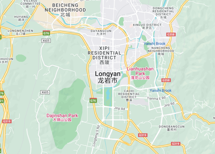 Map of Longyan, China