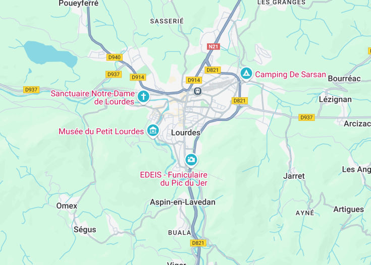 Map of Lourdes, France