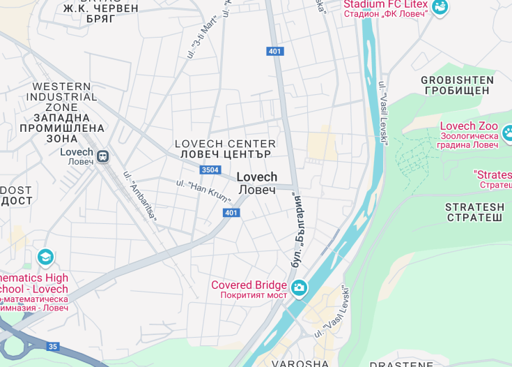 Map of Lovech, Bulgaria