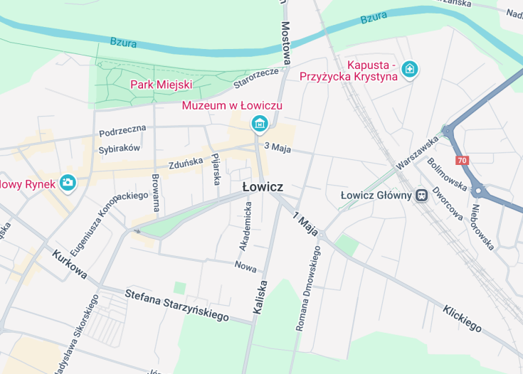 Map of Łowicz, Poland