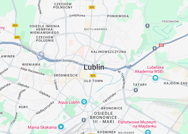 Map of Lublin, Poland