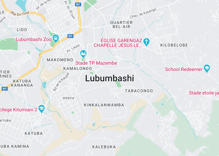 Map of Lubumbashi, Democratic Republic of the Congo – Kinshasa