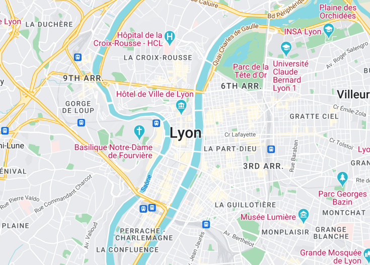 Map of Lyon, France