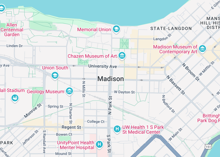 Map of Madison, Wisconsin (USA)