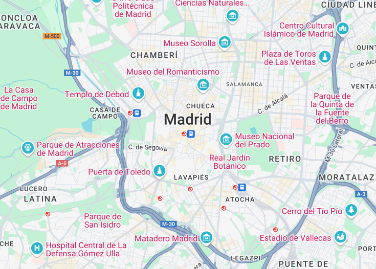 Map of Madrid, Spain