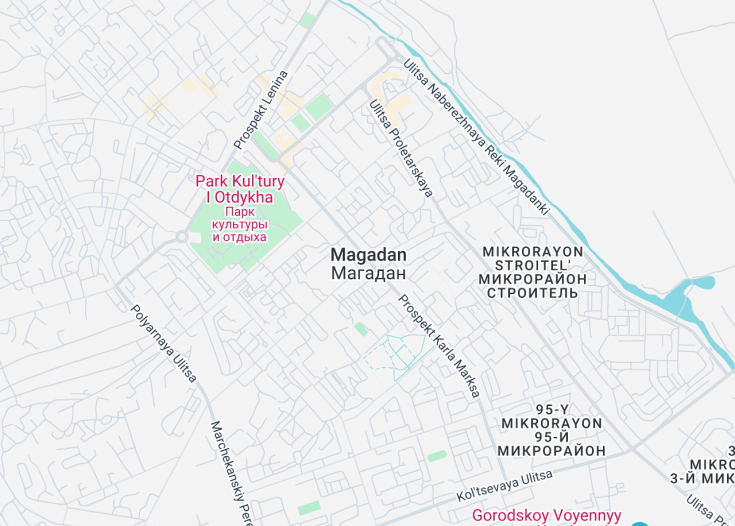 Map of Magadan, Russia