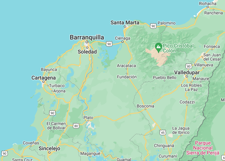 Map of Magdalena, Colombia