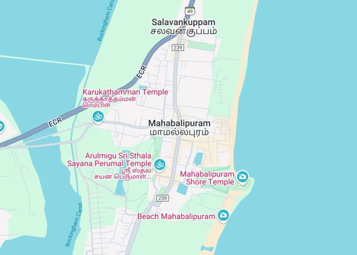 Map of Mahabalipuram, India