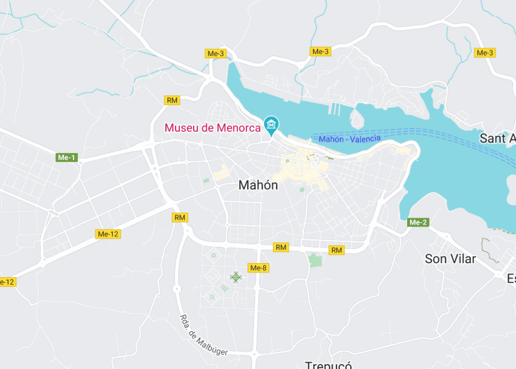 Map of Mahón, Menorca (Balearic Islands, Spain)