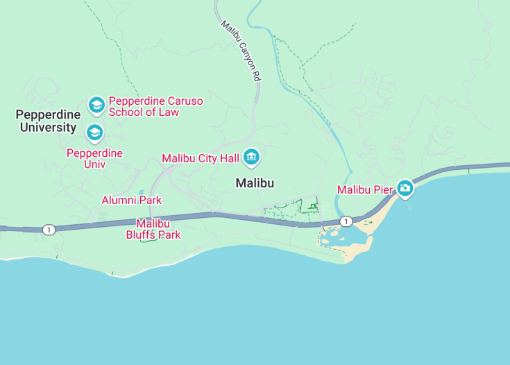 Map of Malibu, California (USA)