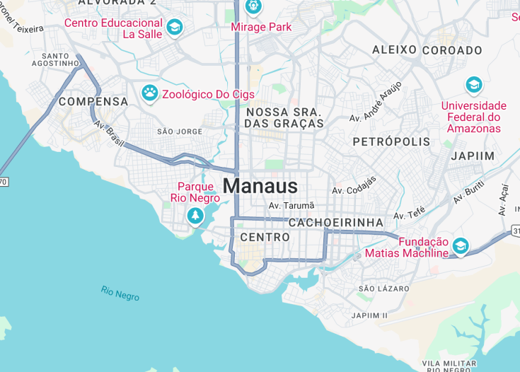 Map of Manaus, Brazil