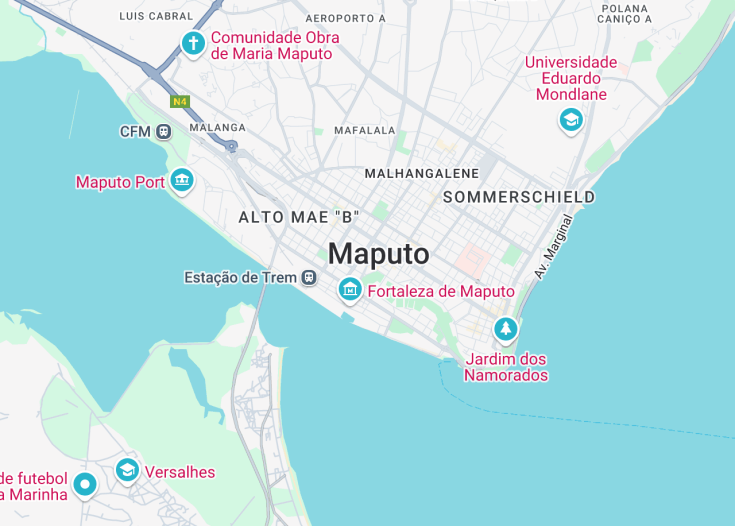 Map of Maputo, Mozambique