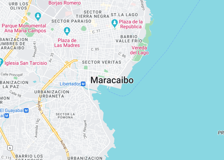 Map of Maracaibo, Venezuela