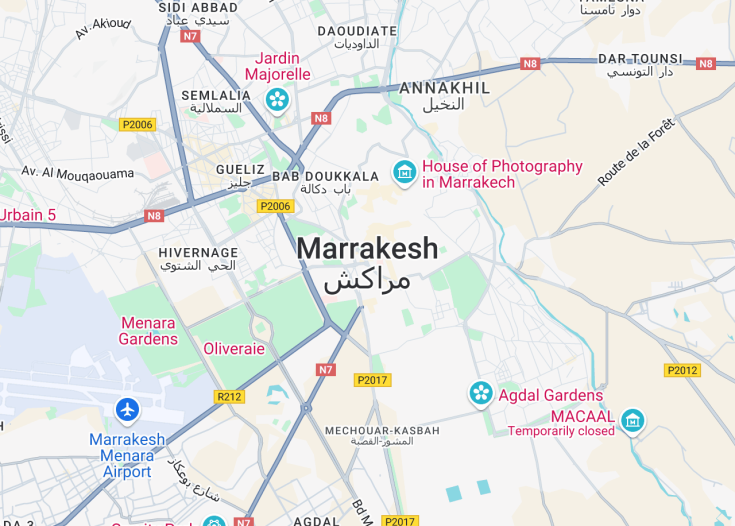 Map of Marrakesh, Morocco